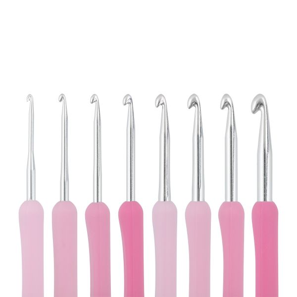 Набор крючков для вязания ⌀2.0-6.0 мм, 14 см, алюминий в пенале /2; 2.5; 3; 3.5; 4; 4.5; 5; 6 мм/, Gamma CHP-01