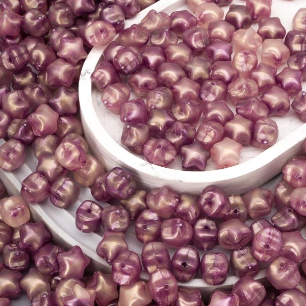 Бусины акрил 12.5х11х10.6 мм, 500 г, дымка, золот. шиммером звезда, AD002 сиреневый, (7748706)7557 , Astra&Craft