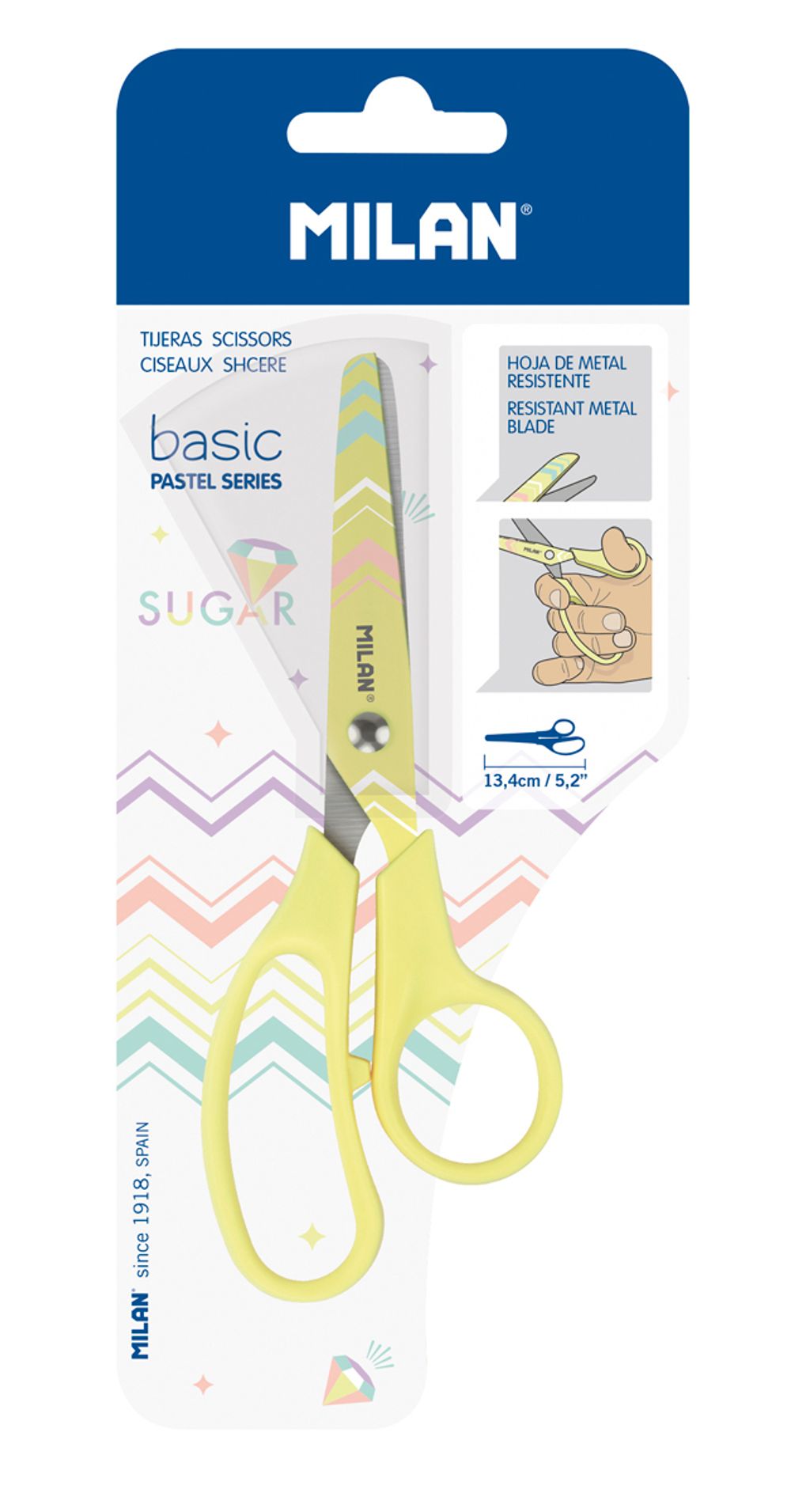 Ножницы универсальные детские 13.4 см, Milan Basic Pastel Edition BWM10426VN