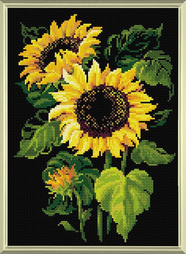 Алмазная (кристальная) мозаика Риолис, Подсолнухи 27х38 см
