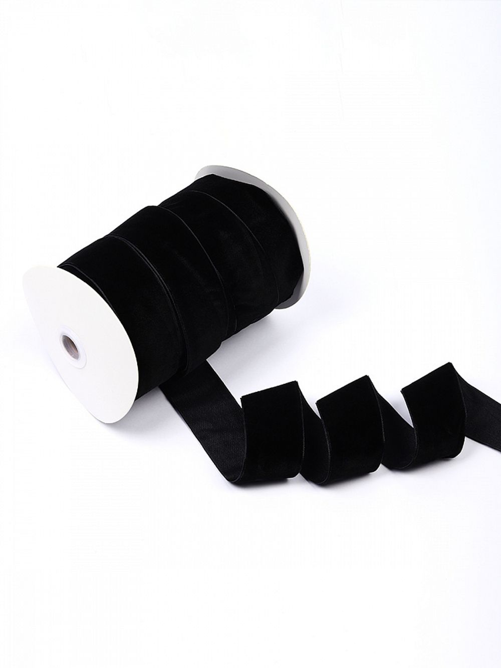 Лента бархатная (тесьма) 38.0 мм / 22.86±1 метров, арт.38VR03 нейлон цв.черный