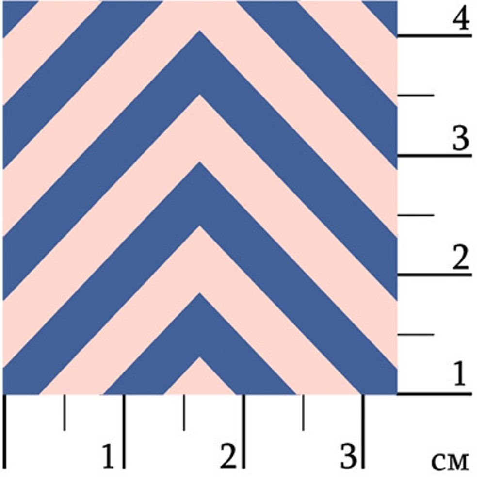 Ткань для пэчворка Peppy Бабушкин сундучок, рулон 112 см / 5 метров, БС-32 зигзаг я.синий, Peppy