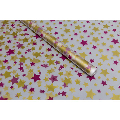 Пленка матовая Звезды 70см*10 м (фиолетовый/пурпурный/золото) 4932