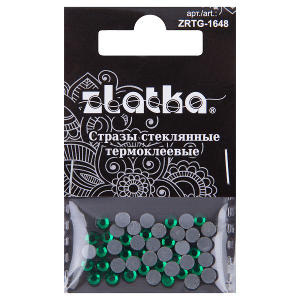 Стразы клеевые стекло 3.9 мм, 5х48 шт, SS16 №10 изумрудный (Emerald), Zlatka ZRTG-1648