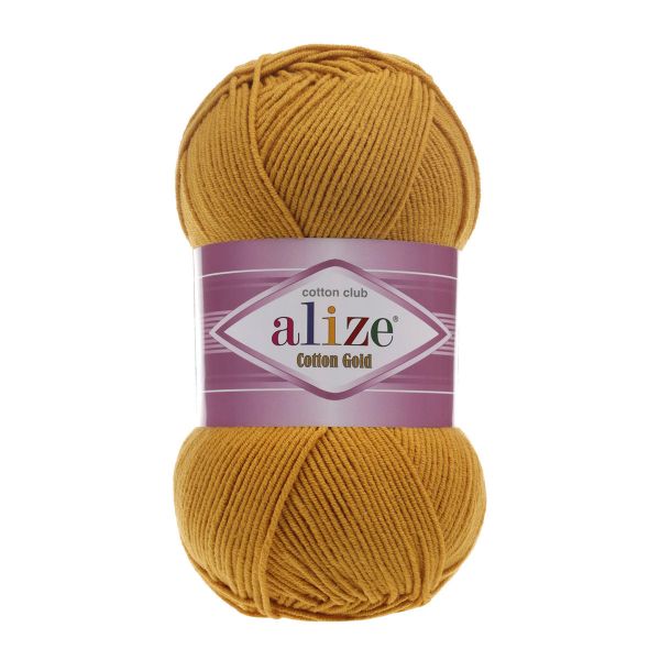 Пряжа Alize (Ализе) Cotton Gold / уп.5 мот. по 100 г, 330м, 002 горчичный A