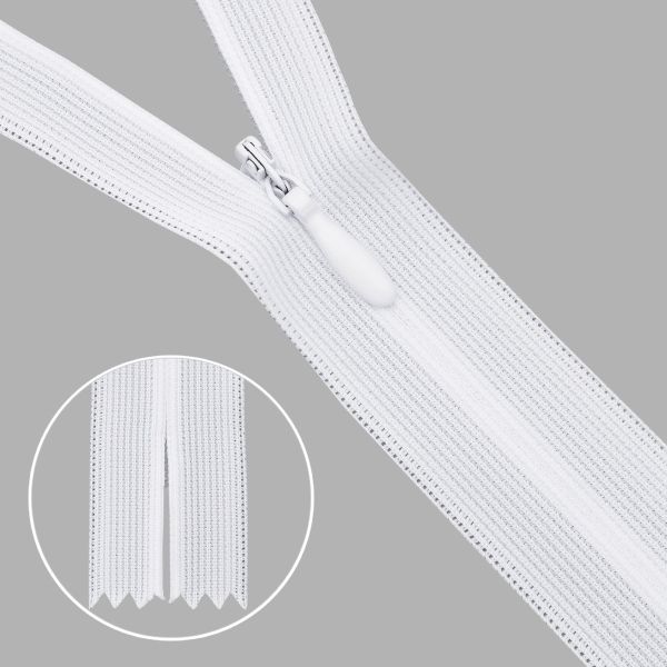 Молния потайная (скрытая) Т3 (3 мм) 1 зам., н/раз., 50 см, белый, 31271 / 50, 10 шт
