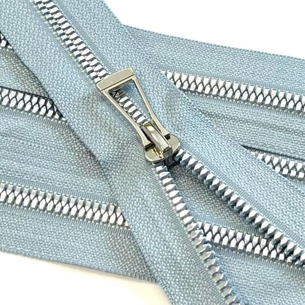 Молния трактор Т5 (5 мм) 1 зам., н/раз., 18 см, никель, цв. D232 синяя пастель, Mzipp Premium, 1 шт