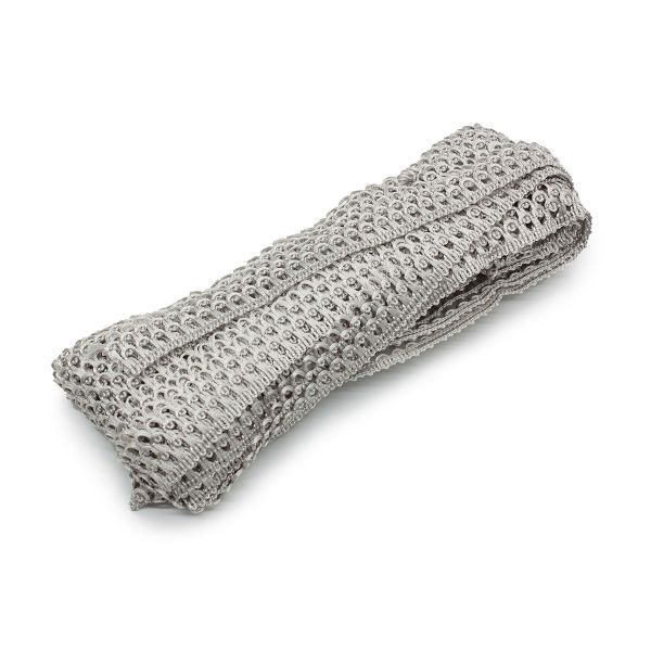 Тесьма отделочная вязаная 16 мм, 10 м, серебристый
