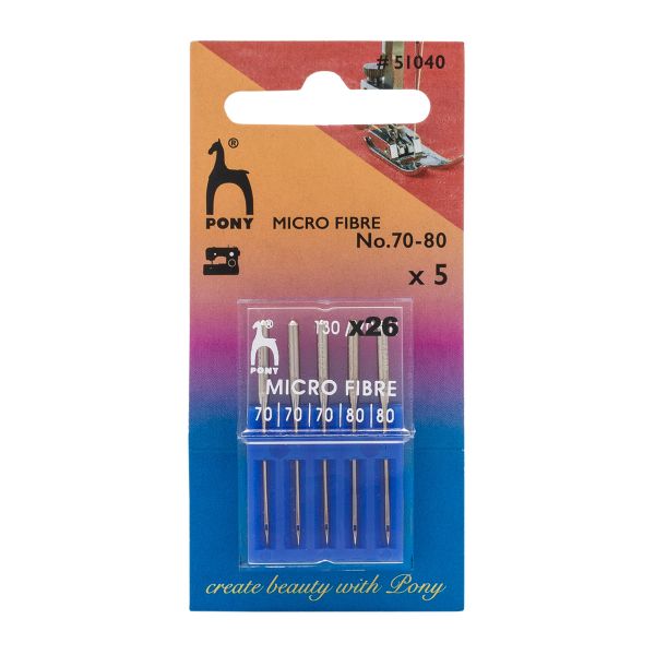 Иглы для швейных машин для микрофибры 130/705 H, №70-80 с плоской колбой, 5 шт, Pony, 51040