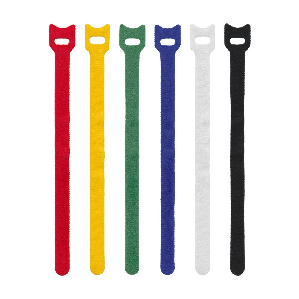 Лента контактная липучка хомут (велкро) 12 мм, 6 шт, ассорти, Gamma LG-6XP, качество "A"