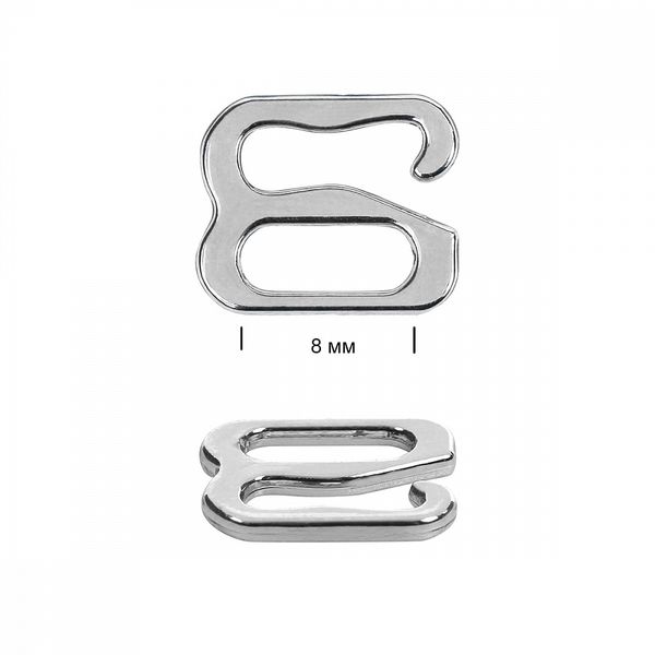 Крючки для бюстгальтера металл 8.0 мм, никель, TY-1.15005, 100 шт