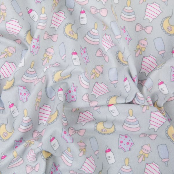 Ткань для пэчворка Peppy Молочные сны фланель, рулон 112 см / 5 метров, МС-18 серый, Peppy