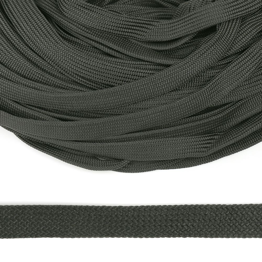 Шнур полиэфир плоский 15.0 мм / 50 метров, классическое плетение 142 серый