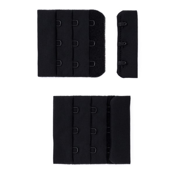 Текстильная застежка с крючками 3х3, для бюстгальтера, 50мм (черный), А0300.050, 25 шт