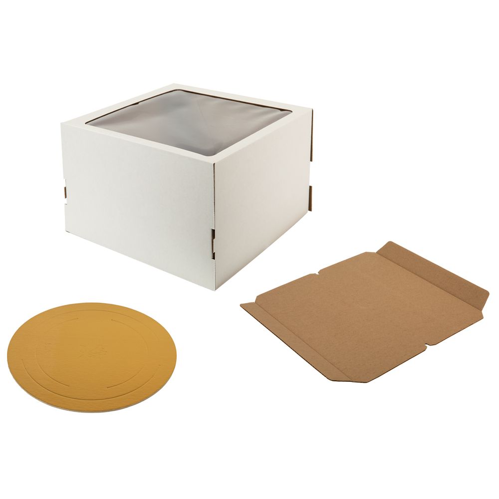 Коробка кондитерская для торта с окном+ подложка 26.5х26.5х19 см, S-Chief BFC-032