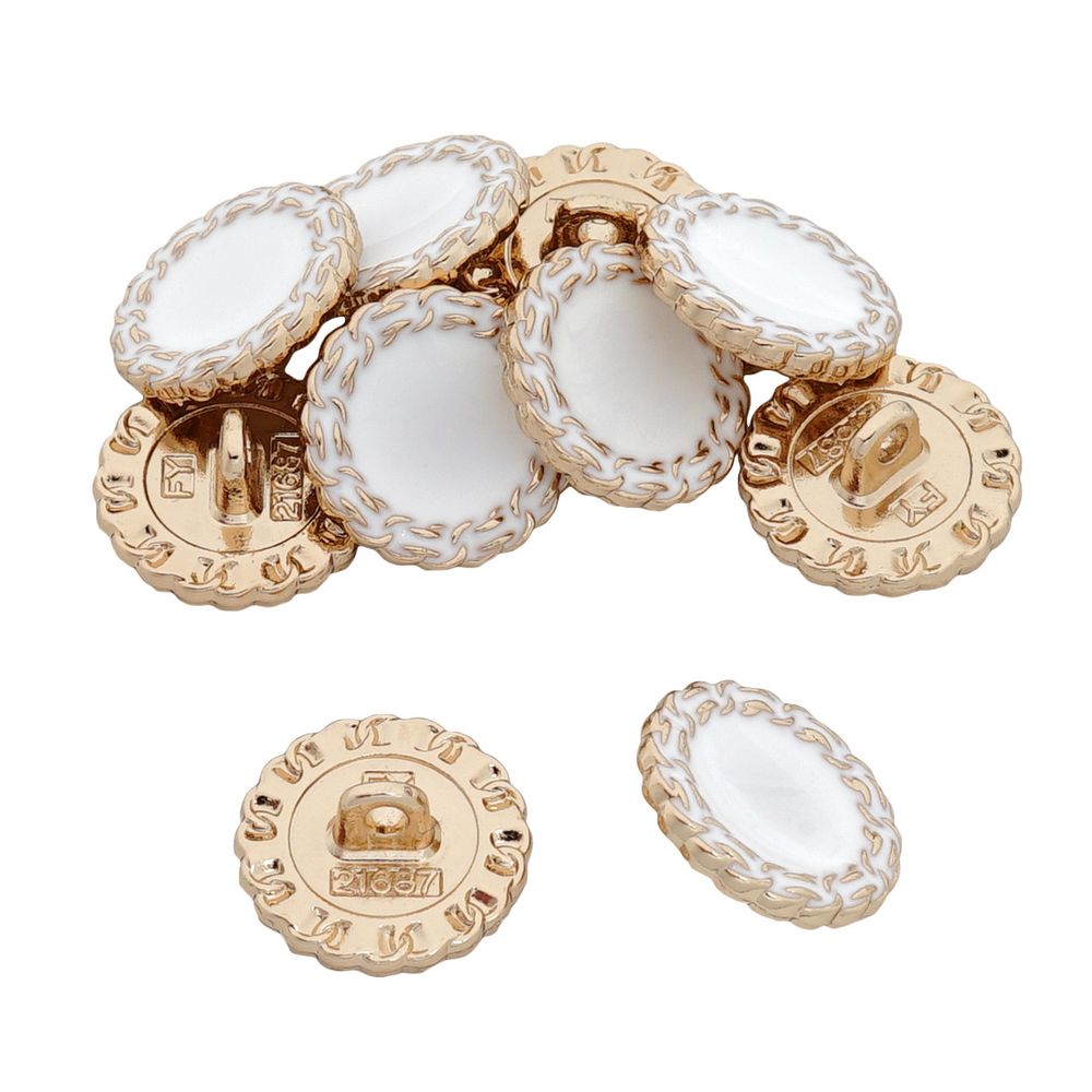 Пуговицы на ножке 24L=15 мм, металл, GD.White (золото-белый), 10 шт, MP05