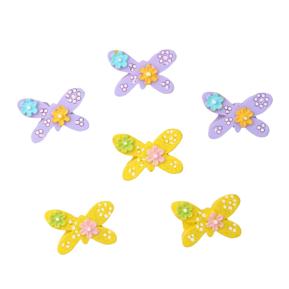 Кабошоны декор подарков, шармы для слаймов Бабочка, фиолетовый/желтый, 6 шт/упак, LR15-4597