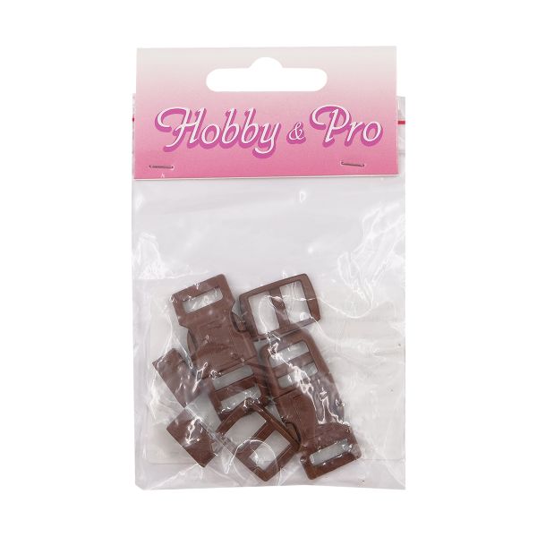 Фастекс (пряжка трезубец), рамка и рамка-регулятор 10мм, пластик, (2 компл.) Hobby&Pro, коричневый, A03001037-10
