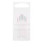 Иглы ручные для бисера с цветн. ушком, №10,11.12, серебро/цв. черный/голуб, красн.6 шт, Pony