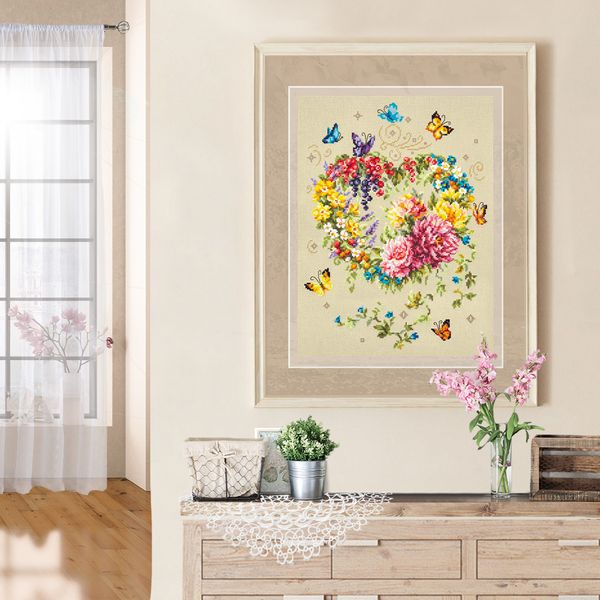 Набор для вышивания нитками Чудесная игла, Нежность Сердца 26х34 см