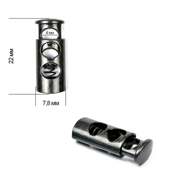 Фиксатор (зажим) для шнура металл 7.8х22 мм, цв. оксид, уп.100 шт