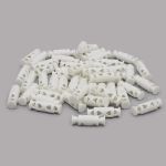 Фиксатор (зажим) для шнура пластик 2 отв., ⌀3.5 мм, 8.2х26 мм, белый матовый, 50 шт