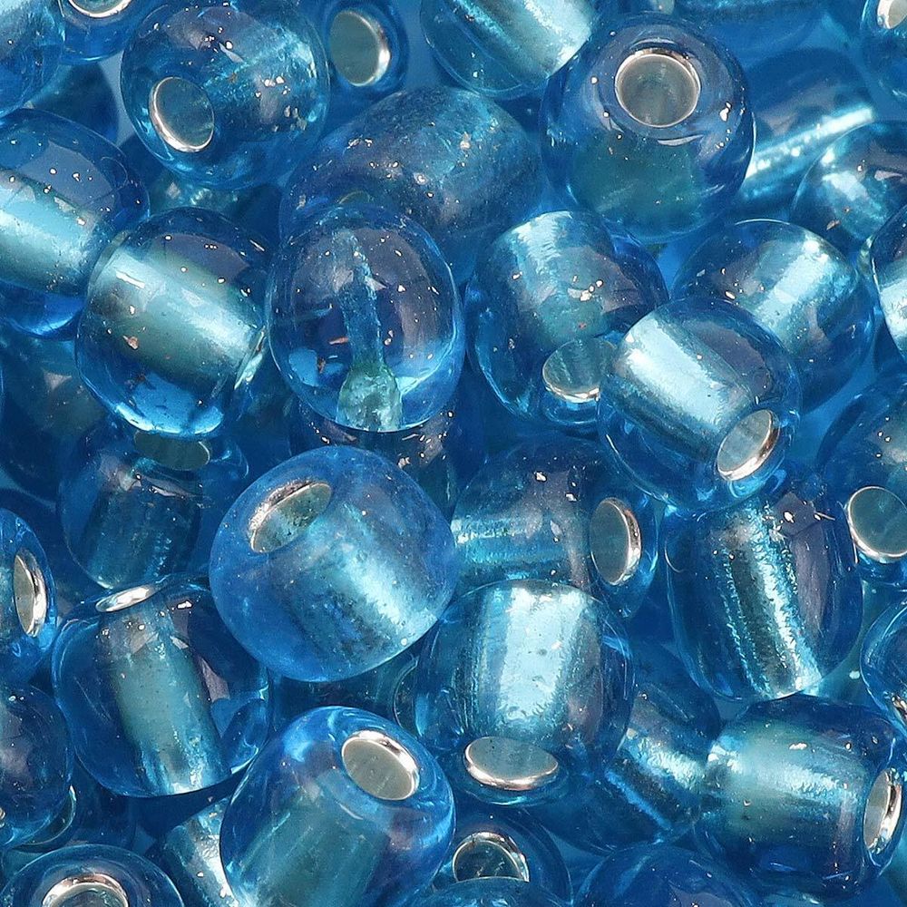 Бисер Astra&Craft 6/0 (4.1 мм), 150 г (10х15 г), цв. 23В голубой/прозр.серебрист.центр