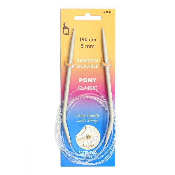 Спицы круговые Pony ⌀5,0 мм, 150 см, алюминий