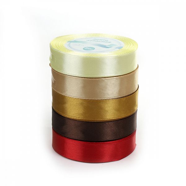 Лента атласная 1-сторонняя 20.0 мм / 5 шт по 22.5±1 метра, набор Шоколад, Magic4Hobby