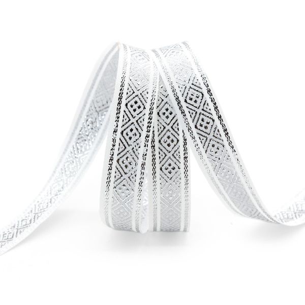 Тесьма металлизированная 15 мм / 25 метров, серебро