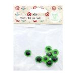 Глаза для кукол и игрушек 12 мм, фикс. при помощи клея, уп, 8 шт, цв.зеленый