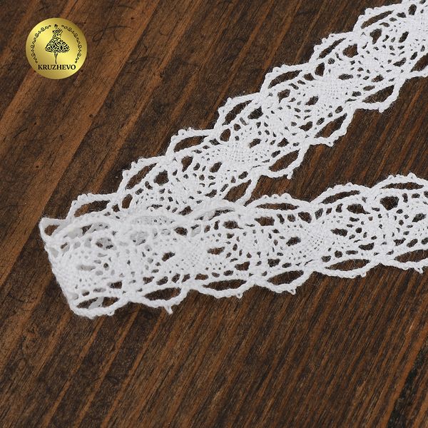 Кружево вязаное (тесьма) 15 мм / 10 метров, D1010, тонкая нить, цв.01 белый, Kruzhevo