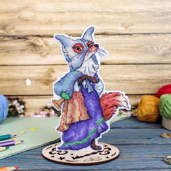 Набор для вышивания нитками МП Студия, на пластиковой канве Лиса Алиса 17х10см