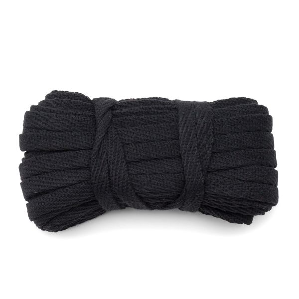 Шнур плоский плетеный х/б ⌀10.0 мм / 20 метров, 3 черный, С3862Г17