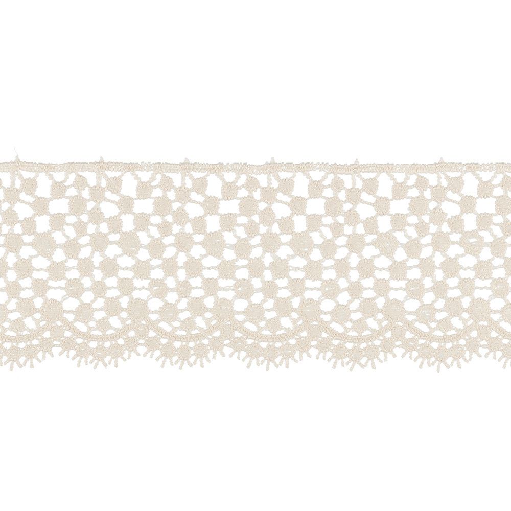 Кружево гипюр (плетёное) 65 мм / 10 м, бежевый, Gamma GGM-6501