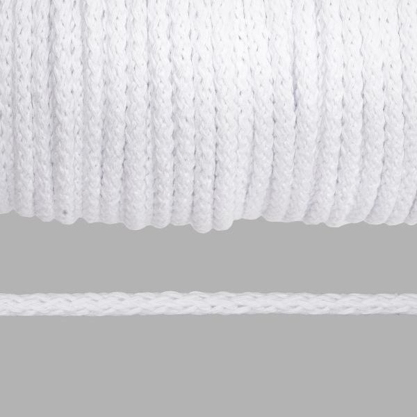 Шнур круглый х/б ⌀5.0 мм / 100 метров, 01 белый