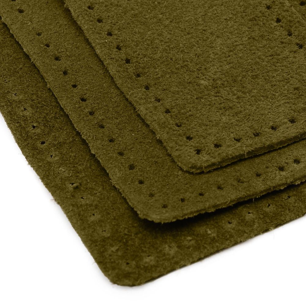 Набор заплаток пришив. из замши, прямоуг-к 4х6,4см, 6х9,6см, 8х12,7см, с перфорацией, 3 шт (33 хаки), 59403