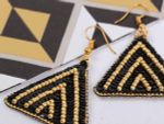 Набор для вышивания бисером Klart, серьги треугольные Золотой орнамент, 3,5х4 см