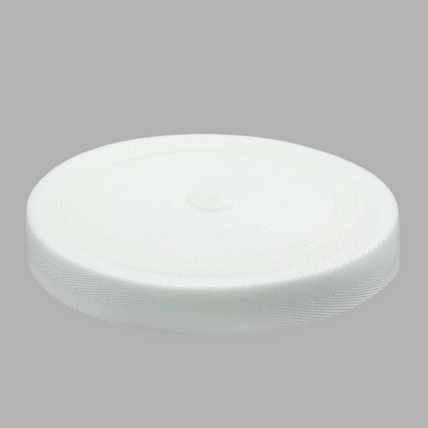 Стропа (ременная лента) 25 мм / 25 метров, толщ. 1.0 мм, [15.1 г/пог.м], 100% п/п, 1 белый