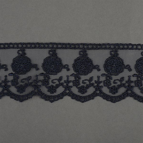 Кружево на сетке 60 мм, диз. 859, цв.04 т.синий, уп. 9 м, Kruzhevo