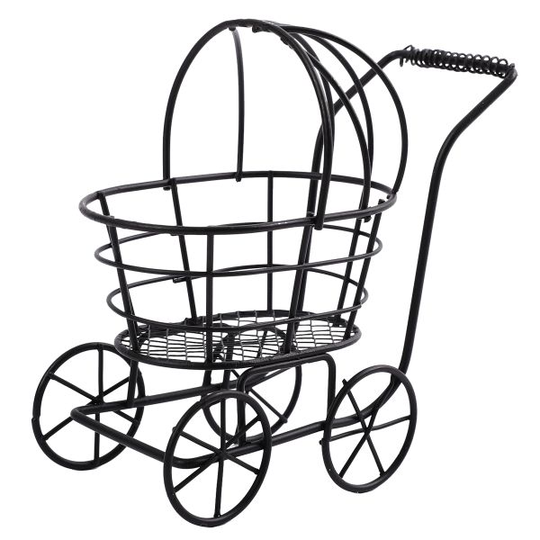 Миниатюра кукольная: Коляска 12.5х11.5 см, 01 черный, Blumentag MET-090