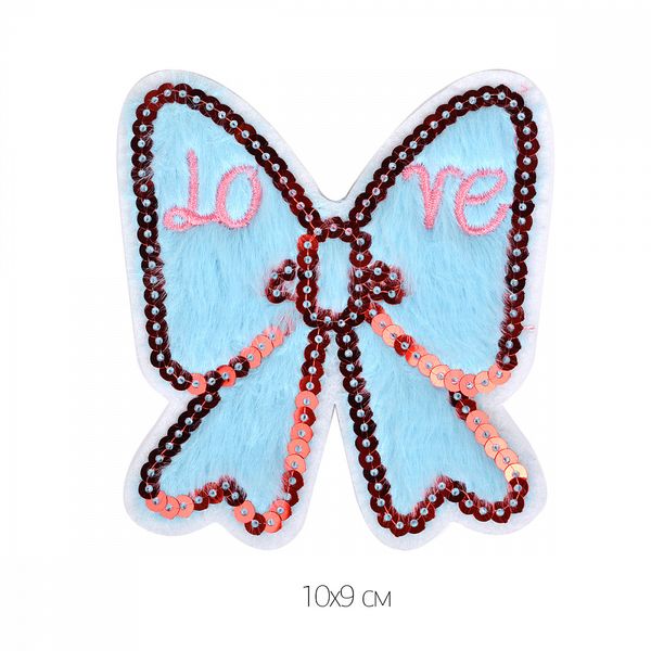 Термоаппликация Бантик голубой 10х9см, 10 шт