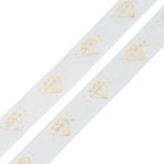 Лента капроновая (органза) Бриллиант, 1,5см / 22,85м, цв. молочный/золото, QR-008