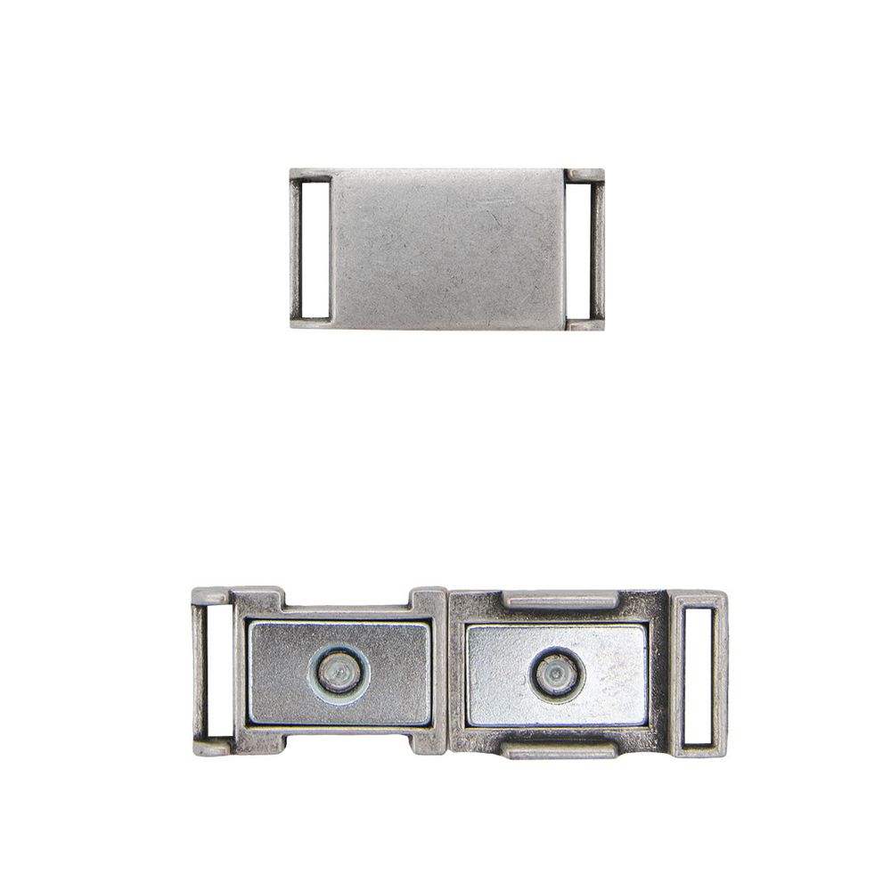 Пряжка-застежка магнитная 10 мм темное серебро, металл, 2 шт, BIG