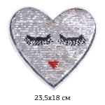 Аппликация пришивная с пайетками Сердце 23,5х18 см, уп. 2 шт
