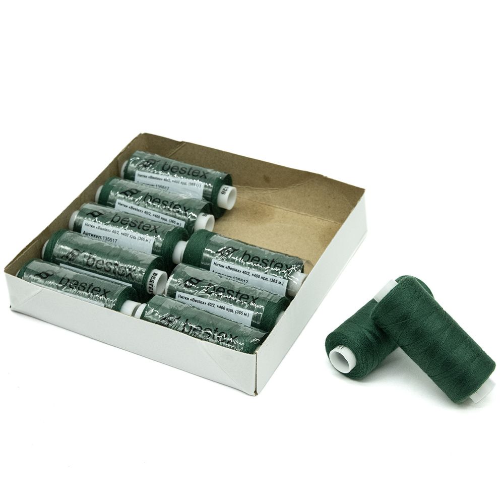 Нитки швейные бытовые Bestex 40/2, 365 м (400 ярд) / 10 кат., 126 лесной зеленый