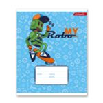 Тетрадь ученическая школьная A5+ 12 л. на скобе, 25 шт, клетка, 000355 Весёлые роботы, Светоч 12ТСКд5_1_3_1