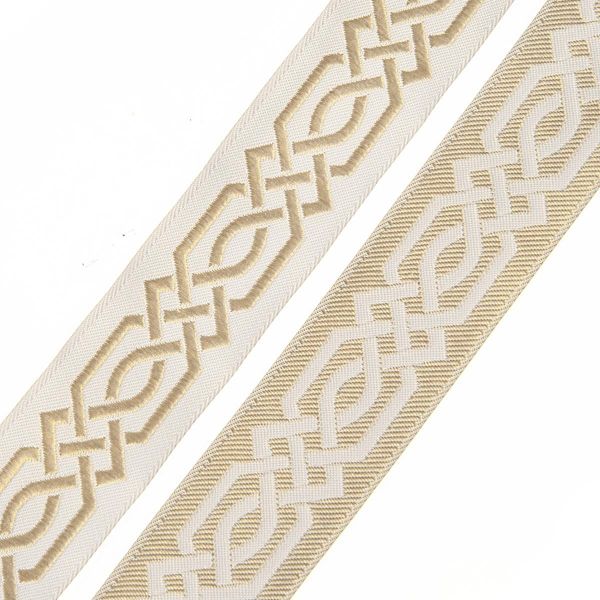 Лента (тесьма) жаккардовая 35.0 мм / 10±0.5 метров, бордюр Кельтский орнамент 35272 V7 золото