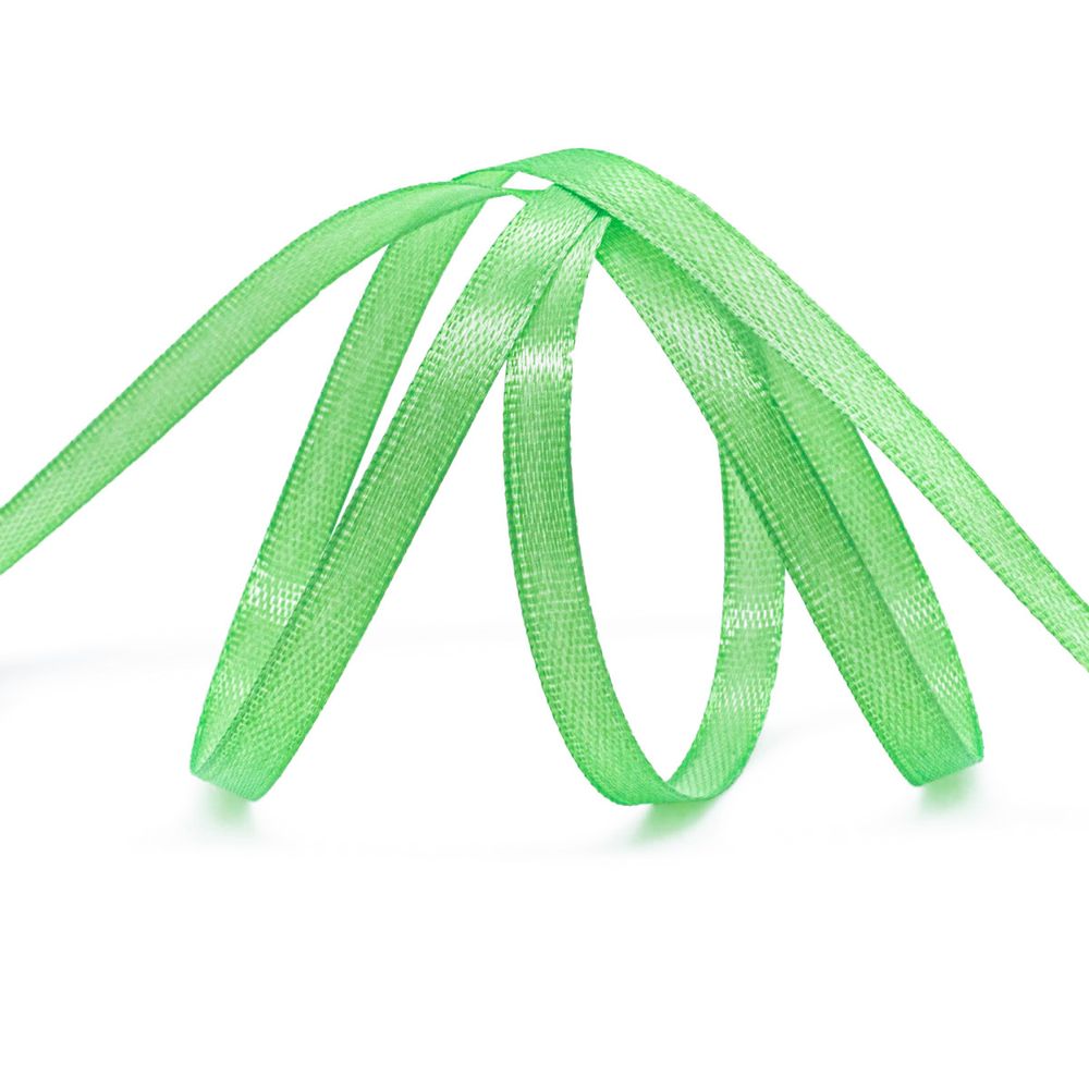 Лента атласная 1-сторонняя 6.0 мм / 22.86±1 метров, 085 яркий салат, Globus