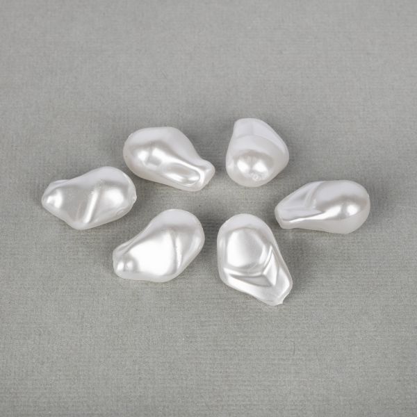 Бусины пластик 21х16 мм, 10х6 шт, №01 большая капля под жемчуг, Zlatka WDB-10